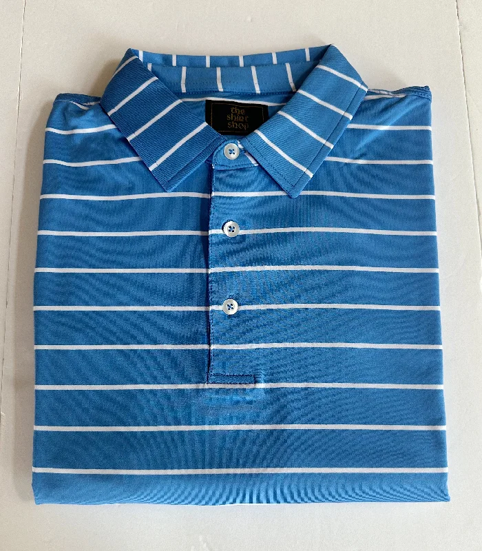 The Shirt Shop - Pin Strike Polo (Sea Blue/White) Athletic Men's High