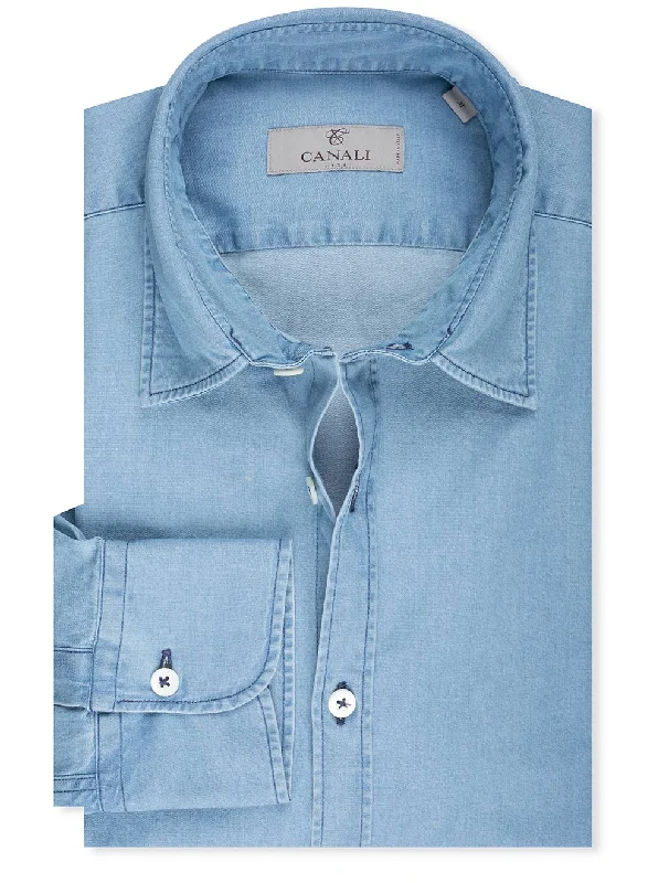 Denim Shirt Blue Minimalist Men's Casual 