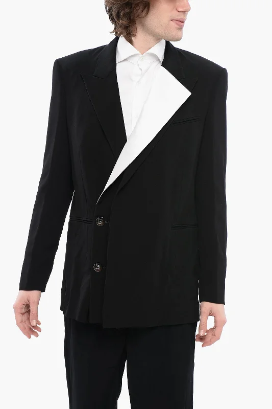 Balmain Double-Breasted Viscose Blazer With Contrasting Lapel