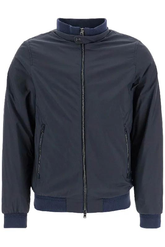 Herno Men's Bomber Impermeabile Leggero In Poliammide blue Scuro Con Zip E Tasche