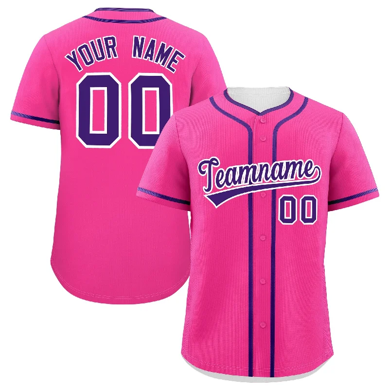 Custom Pink Purple Personalized Classic Authentic Baseball Jersey