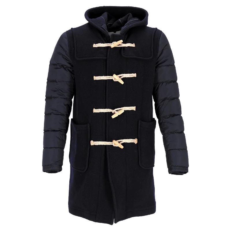 Moncler Long Padded Coat in Black Wool