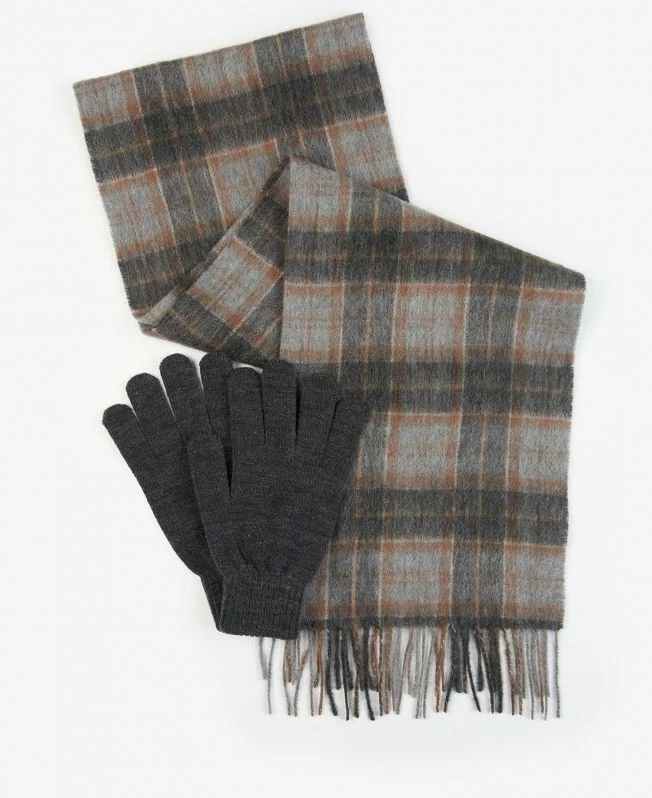 Barbour Tartan Scarf and Gloves Set Refined Men's Velvet