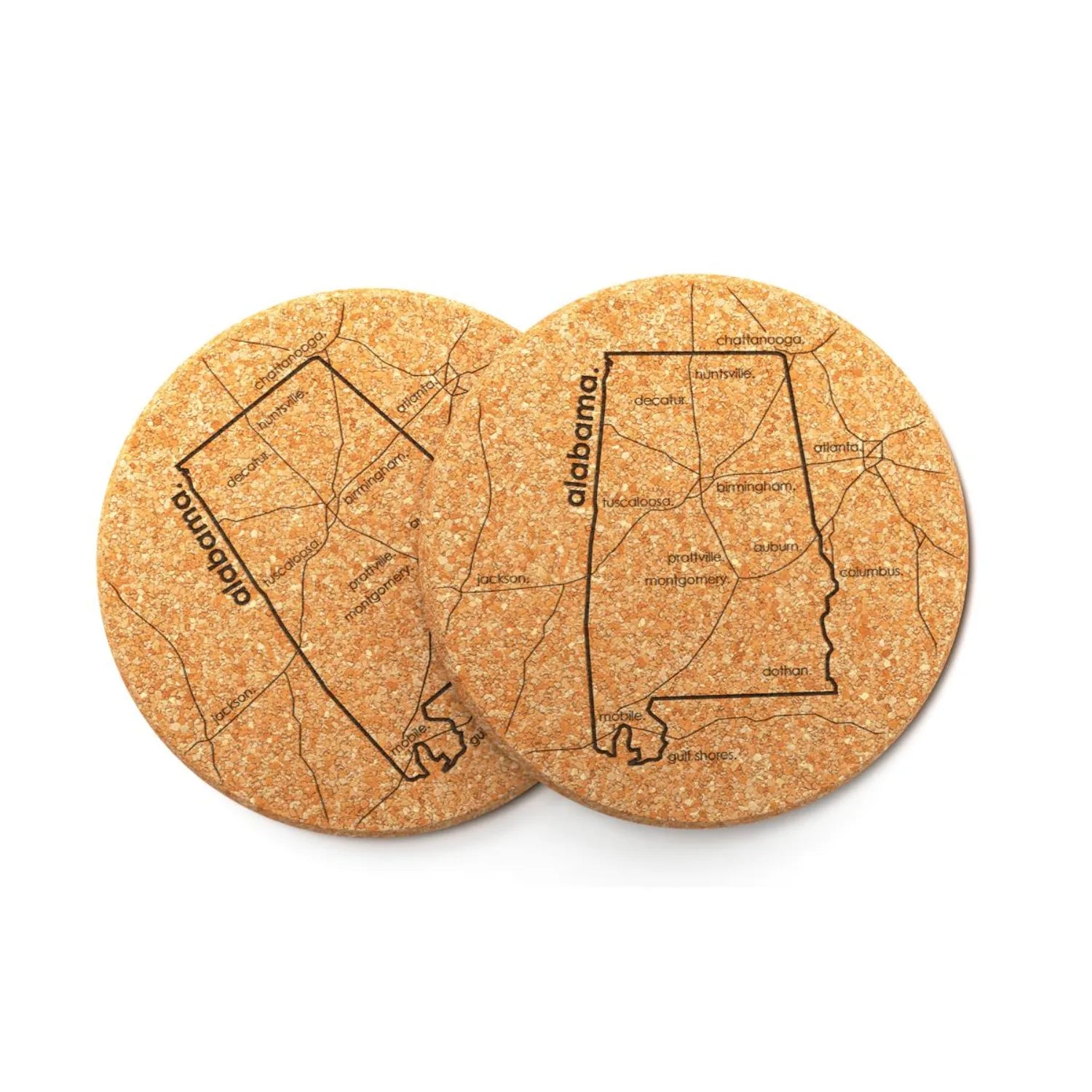 Well Told State Map Cork Coasters - Alabama Youthful Men's Anime