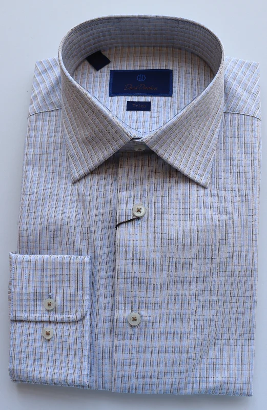 David Donahue Dune Check Dress Shirt (Trim Fit) Modern Men's 