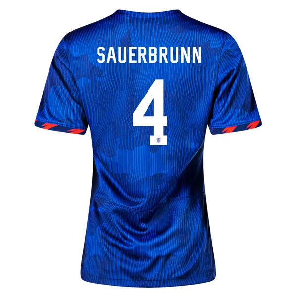 Nike Womens United States Becky Sauerbrunn 4 Star Away Jersey 23/24 w/ 2019 World Cup Champion Patch (Hyper Royal/Loyal Blue)