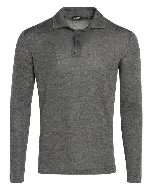 Charcoal Long Sleeve Polo Classic Men's Pin