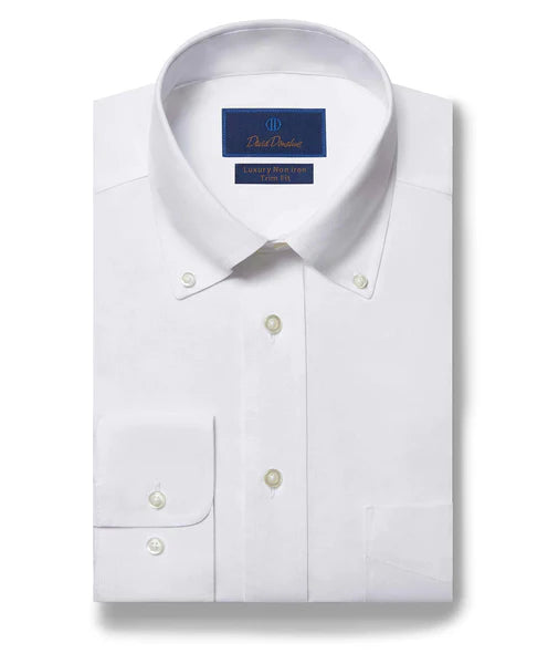 David Donahue Pinpoint Oxford Dress Shirt - White (Trim) Confident Men's High