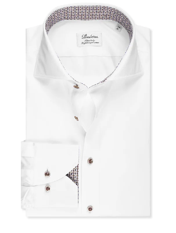 Contrast Collar Shirt White Sophisticated Men's French