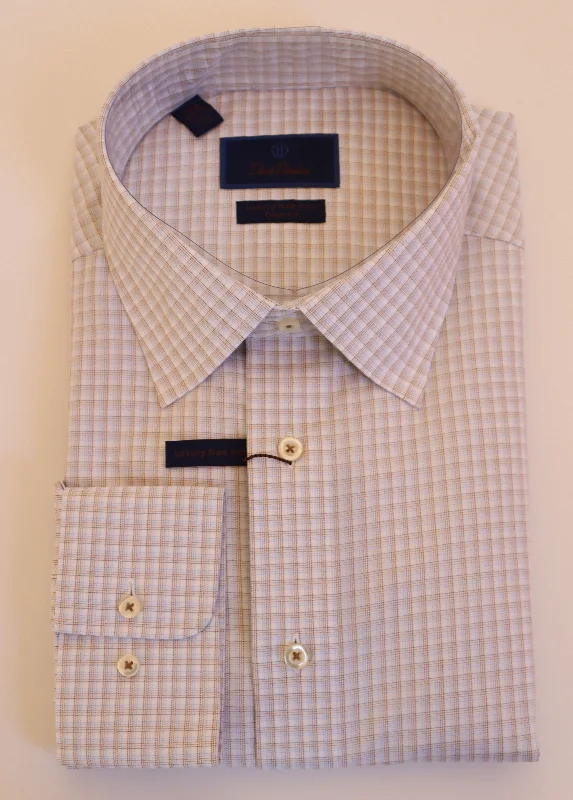David Donahue Dress Shirt - White/Bark (Trim) Dapper Men's 1920S