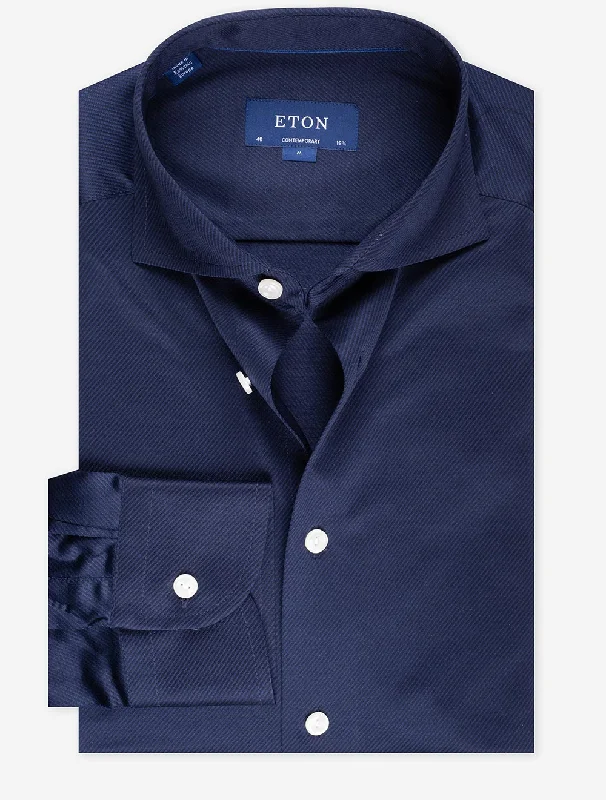 Contemporary Knit King Twill Shirt Navy Tough Men's Tactical