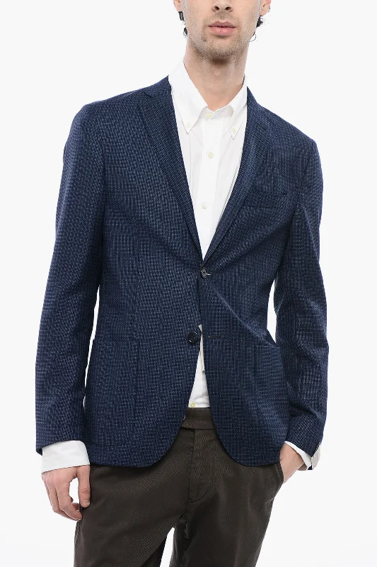 Corneliani 17,25 Microns Houndstooth Wool Gate Blazer