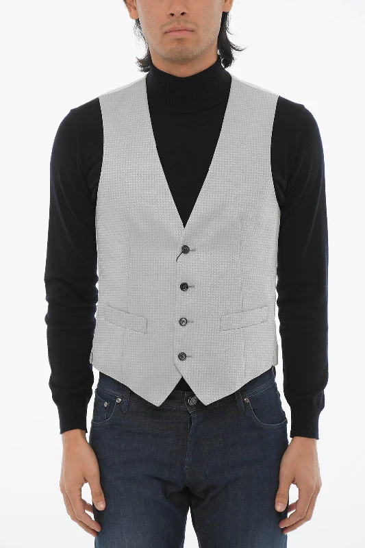 Corneliani Cc Collection Wool Blend Waistcoat With Contrasting Buttons