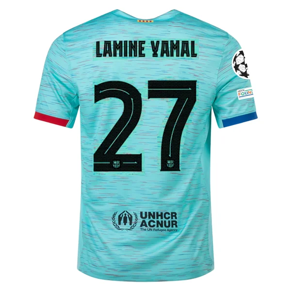 Nike Barcelona Lamine Yamal Third Jersey w/ Champions League Patches 23/24 (Light Aqua/Royal Blue)