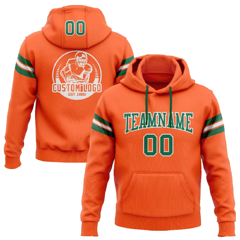 Custom Stitched Orange Kelly Green-White Football Pullover Sweatshirt Hoodie