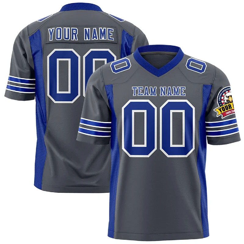 Custom Dark Gray Royal Personalized Insert Color Design Authentic Football Jersey