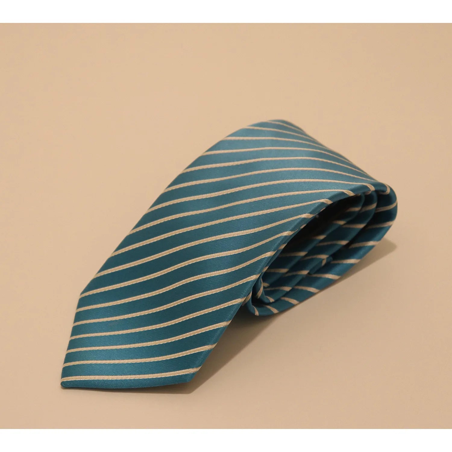 The Shirt Shop Tie - Aqua Blue and White Stripe Refined Men's Velvet