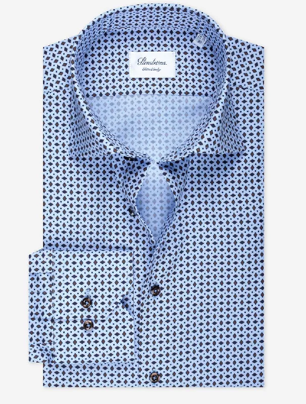 Fitted Body Shirt Blue Unique Men's Patch