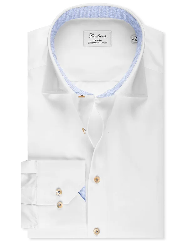 Contrast Collar Slim Fit Shirt White Traditional Men's Country