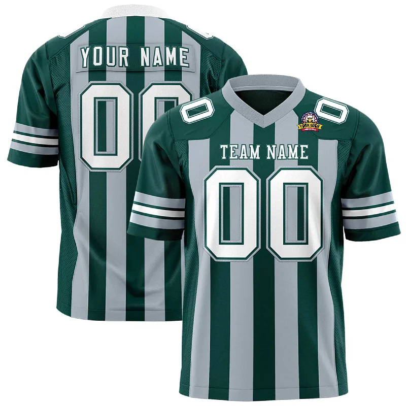 Custom Midnight Green Gray Personalized Thick Stripe Design Authentic Football Jersey