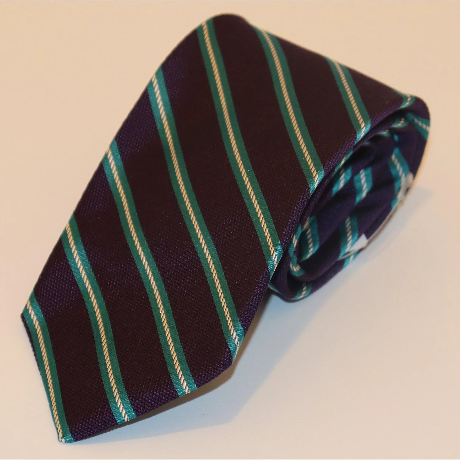 R. Hanauer Tie - Purple with Teal Stripe Sporty Men's Tennis