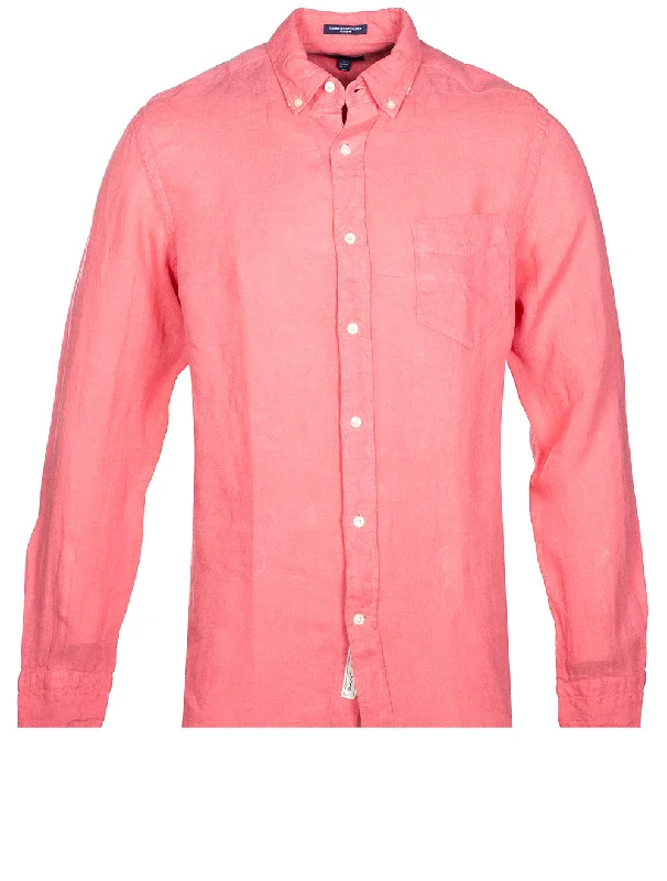 Regular Fit Garment Dyed Linen Shirt Rapture Rose Trendy Men's Bucket