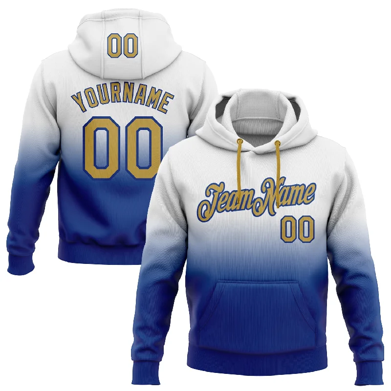 Custom Stitched White Old Gold-Royal Fade Fashion Sports Pullover Sweatshirt Hoodie