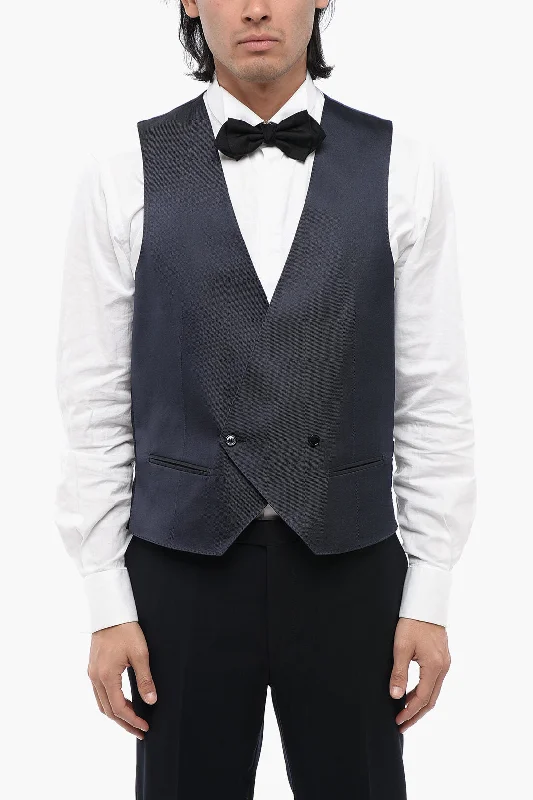 Corneliani Silk Double Breasted Waistcoat With Martingale