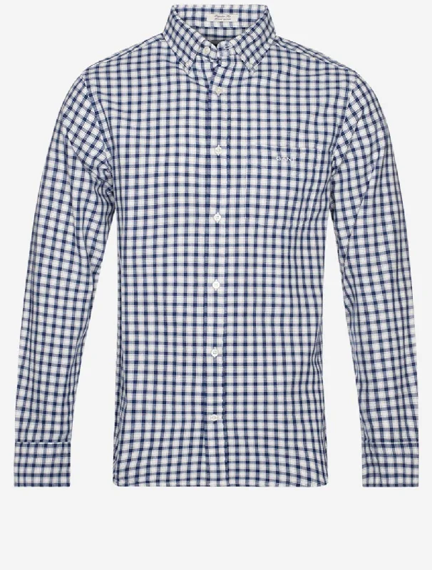 Regular Archive Oxford Check Shirt Deep Blue Dapper Men's 1920S