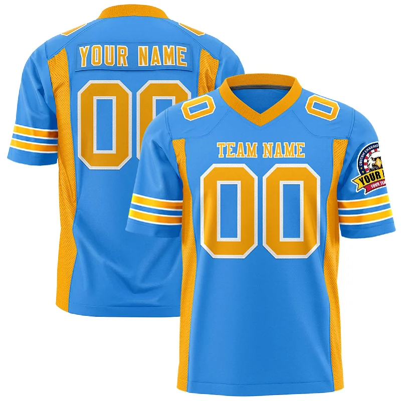 Custom Powder Blue Yellow Personalized Insert Color Design Authentic Football Jersey