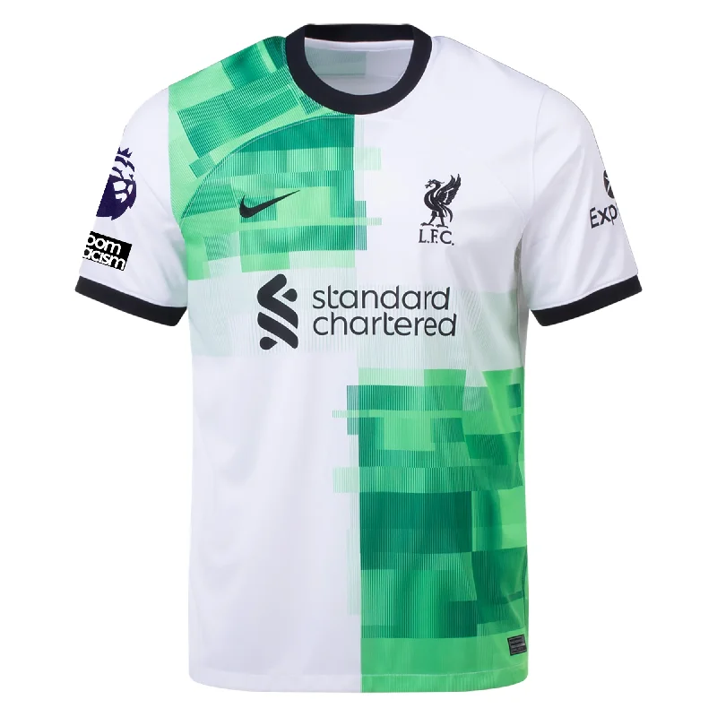 Nike Liverpool Away Jersey w/ EPL + No Room For Racism Patches 23/24 (White/Green Spark)