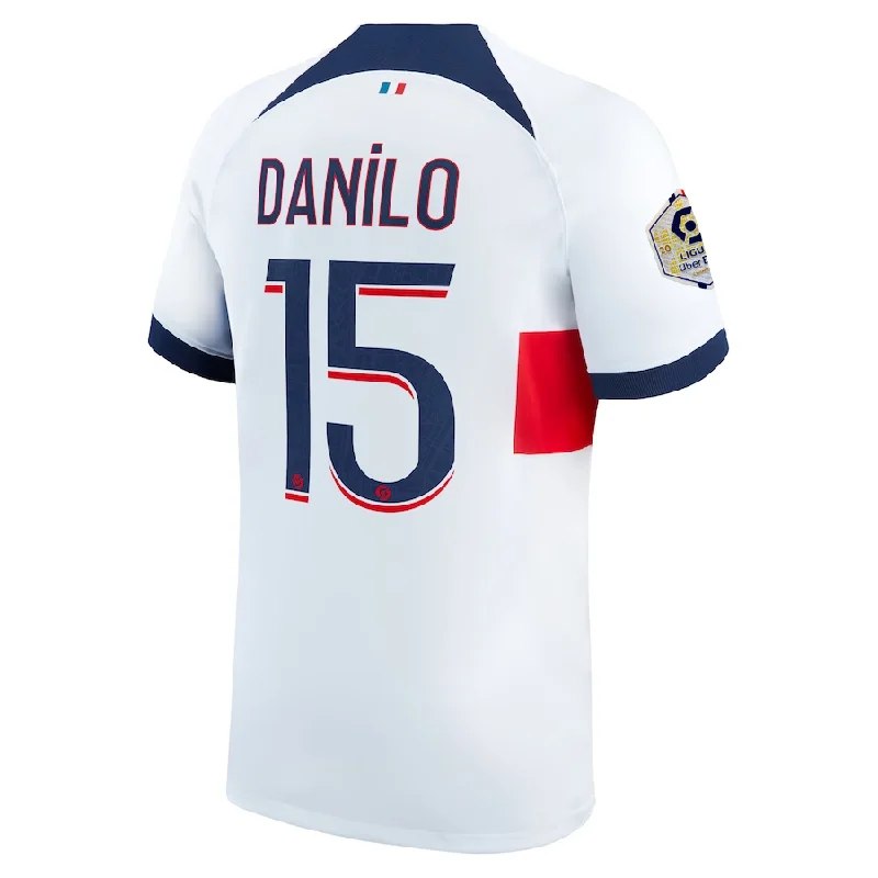 Nike Paris Saint-Germain Danilo Away Jersey w/ Ligue 1 Patch 23/24 (White/Midnight Navy)