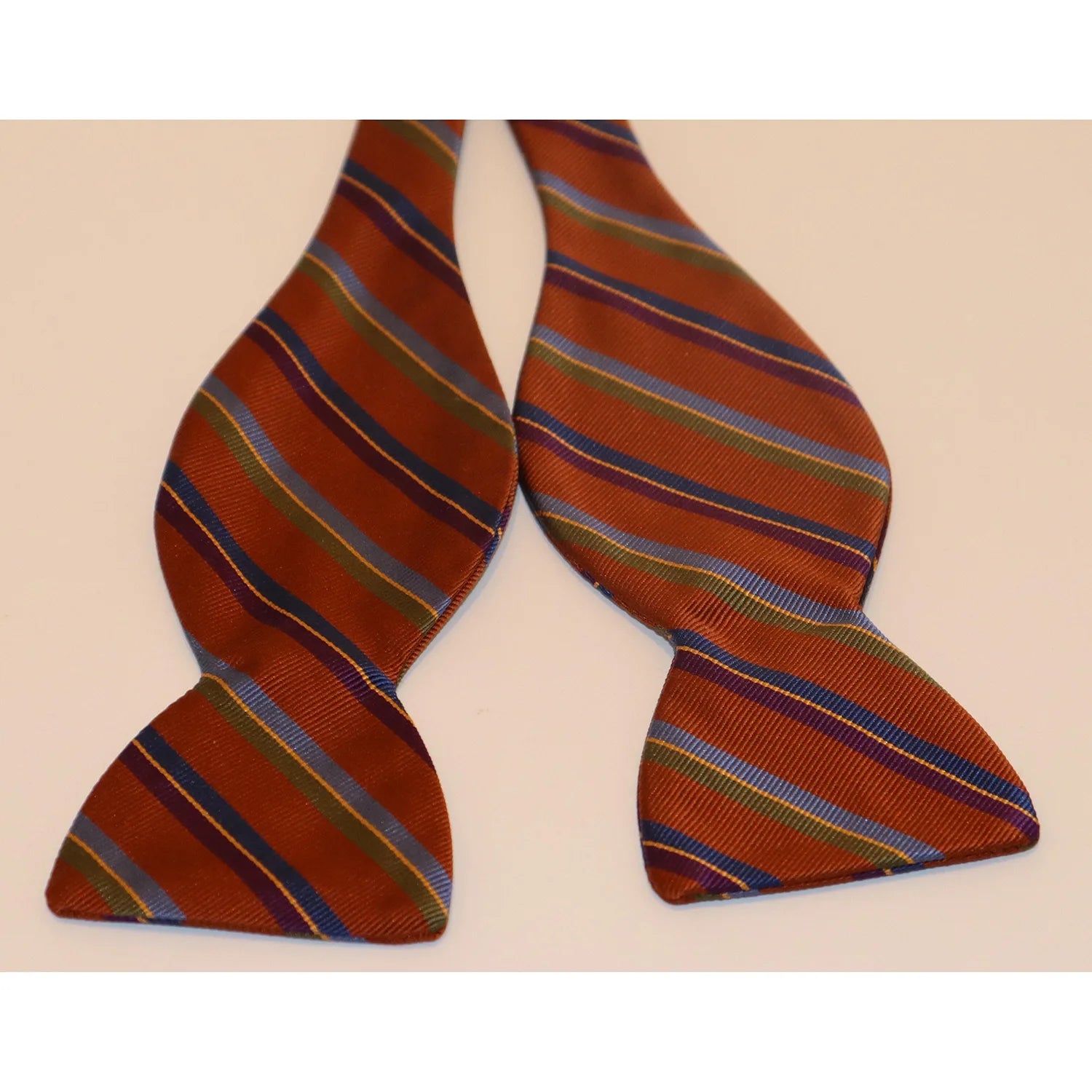 R. Hanauer Bow Tie - Brown with Green/Blue/Purple Stripe Trendy Men's Scandinavian