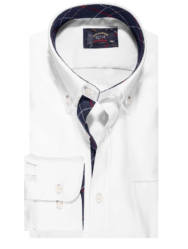 Oxford Inlay Shirt White Hip Men's Retro