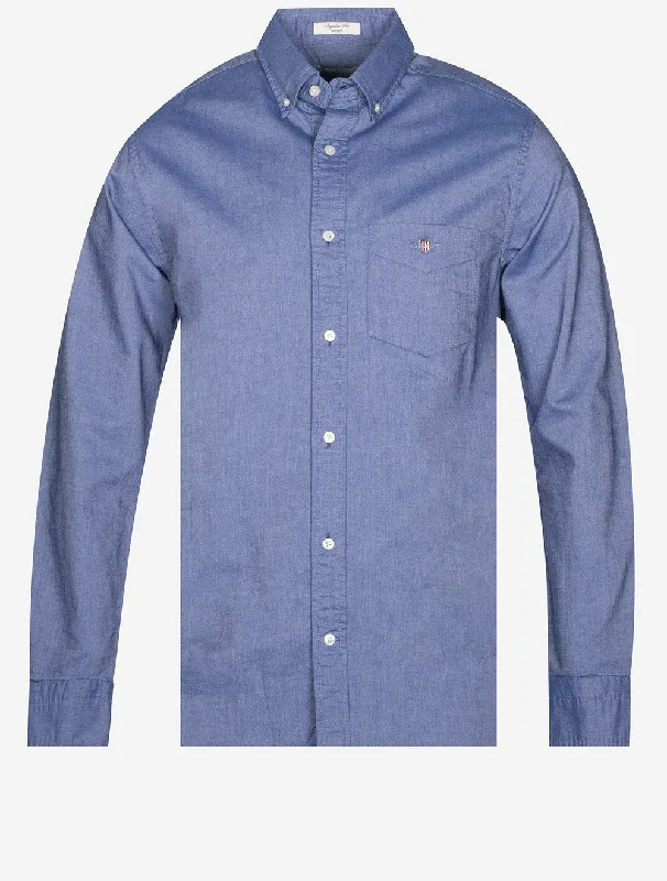 Regular Oxford Shirt Persian Blue Cool Men's Distressed