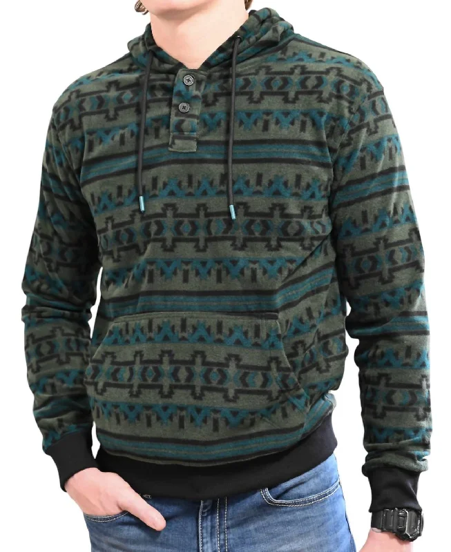 Punchy Ritter Aztec Pullover Jacket In Green