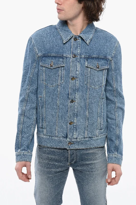 Balmain Back Embroidered Denim Jacket