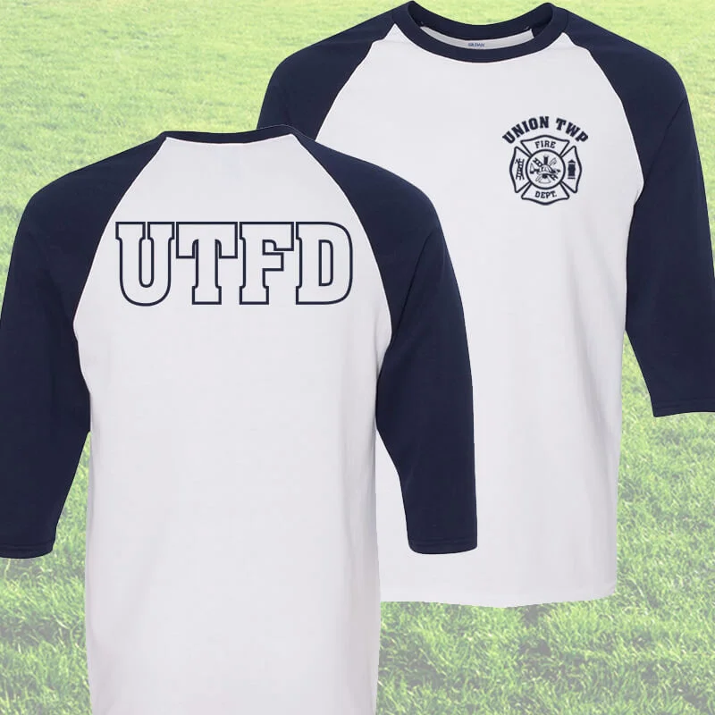 Custom Firefighter Raglan Baseball Jersey Maltese Letters - G570 - CAD