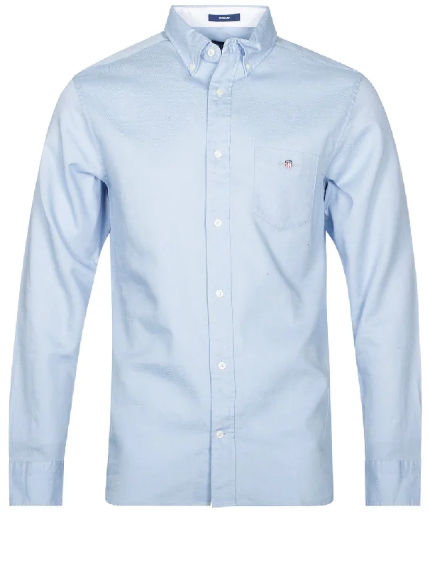Regular Honeycomb Texture Weave Shirt Muted Blue Relaxed Men's Beach