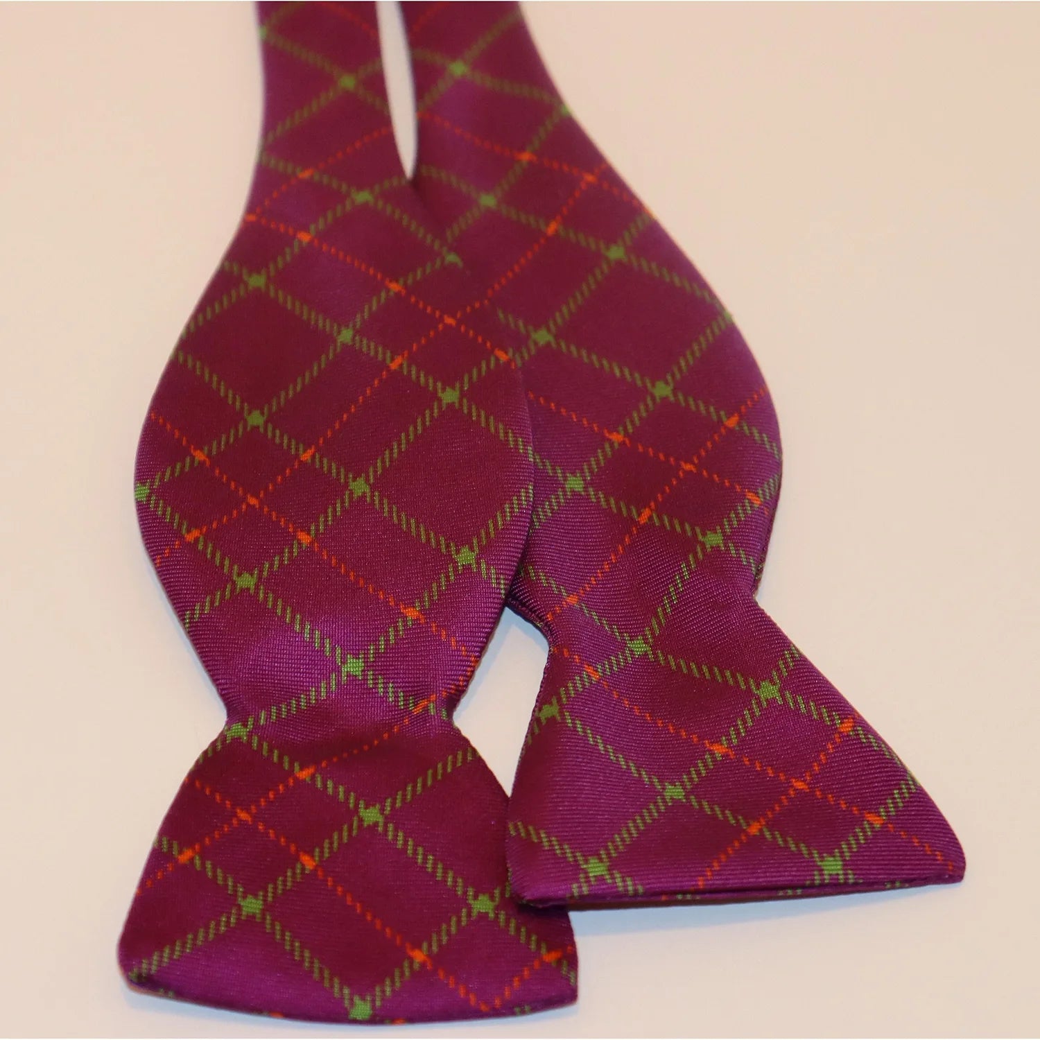R. Hanauer Bow Tie - Purple with Green/Orange Plaid Sophisticated Men's French