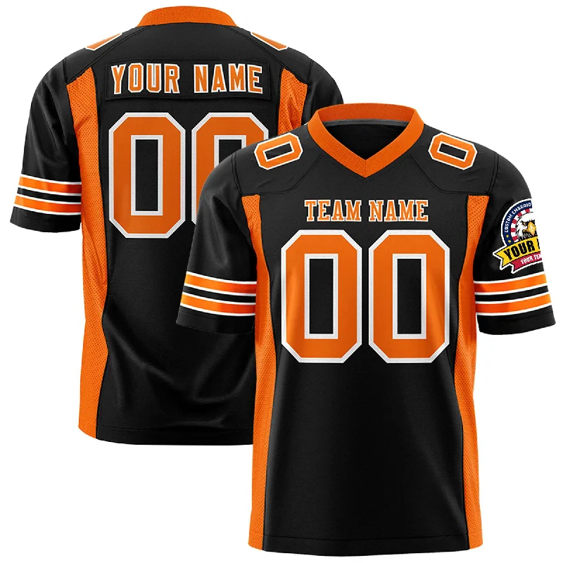 Custom Black Orange Personalized Insert Color Design Authentic Football Jersey