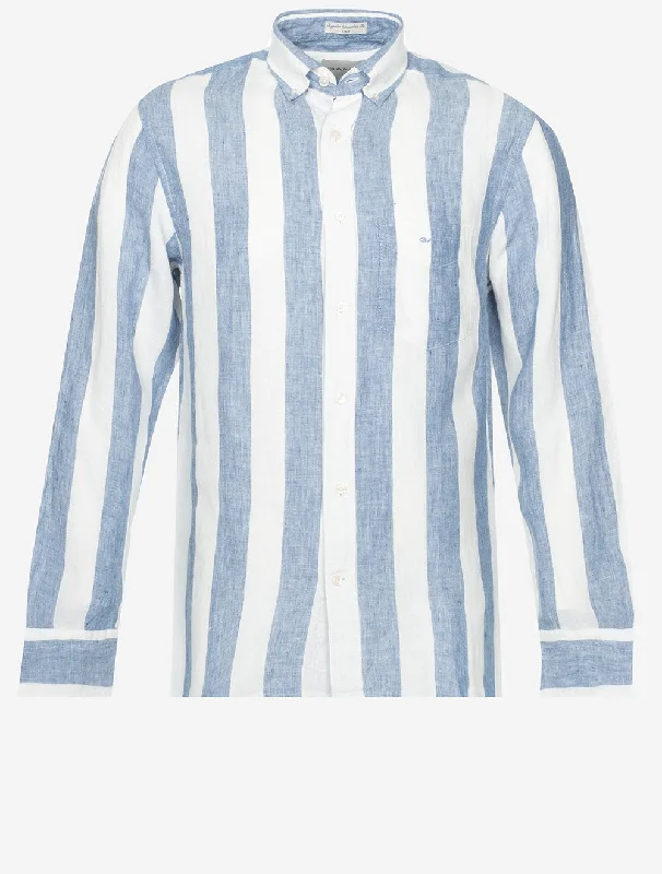 Regular Bold Stripe Linen Shirt Salty Sea Dynamic Men's Glow