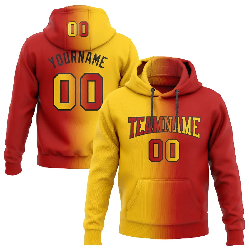 Custom Stitched Red Yellow-Black Gradient Fashion Sports Pullover Sweatshirt Hoodie