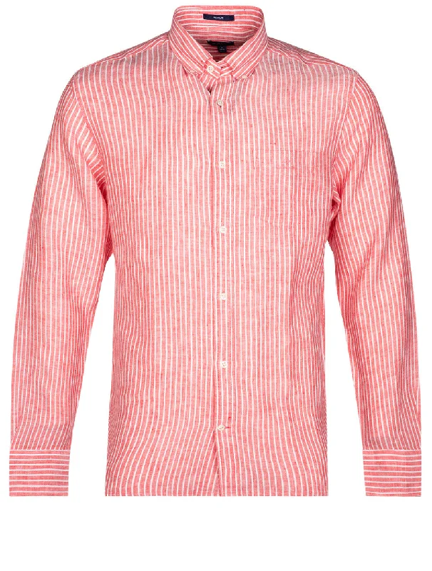 Regular Fit Stripe Linen Buttondown Watermelon Pink Dynamic Men's Glow