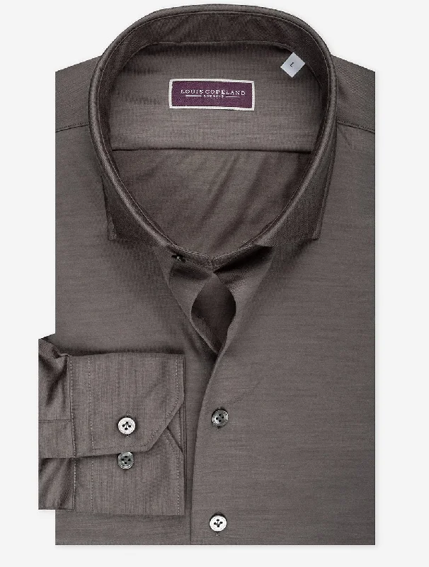 Fine Wool Shirt Brown Trendy Men's Scandinavian