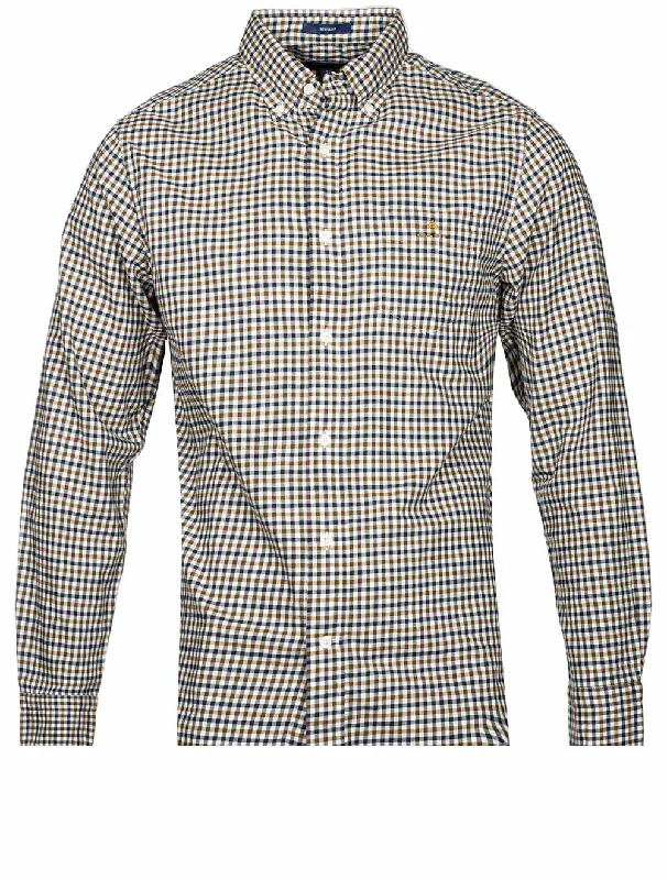 Regular Fit Gingham Twill Shirt Eggshell Sporty Men's Tennis