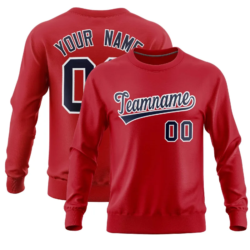 Custom Red Classic Style Personalized Uniform Pullover Hoodie