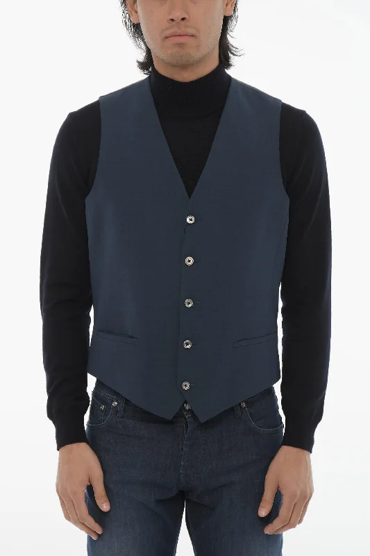 Corneliani Cc Collection Solid Color Reset Waistcoat With Jetted Pocket