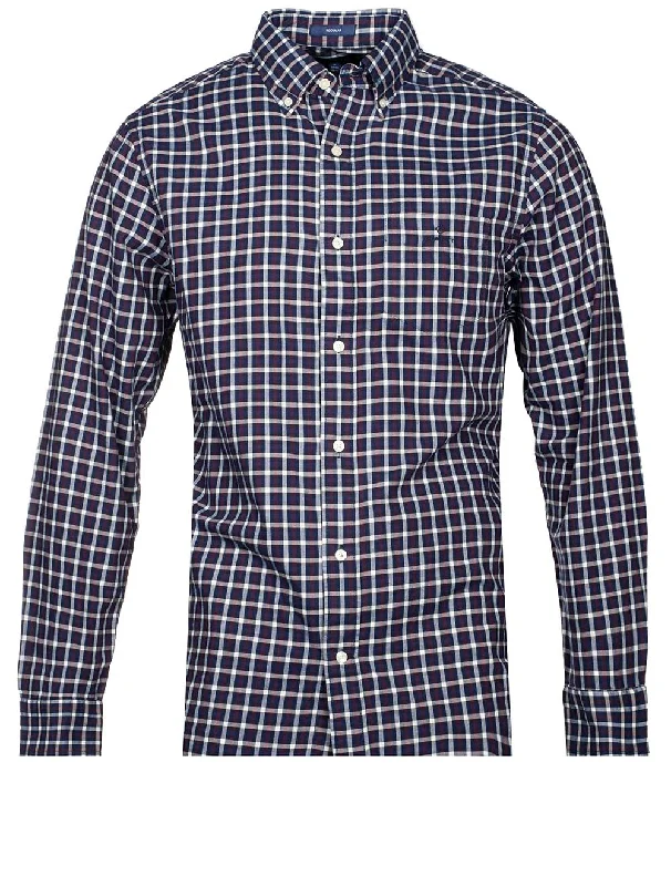 Regular Fit Gingham Twill Shirt Evening Blue Stylish Men's Neon