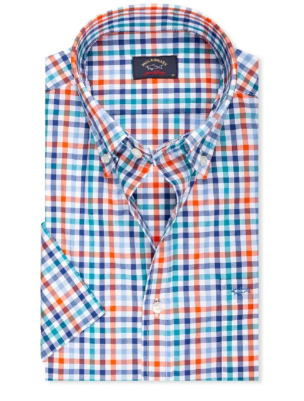 Buttondown Shortsleeve Gingham Check Shirt Multi Bohemian Men's Free